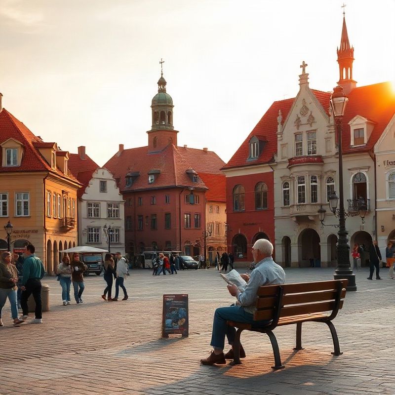 Centrum českého regionálního města jako ilustrace regionální ekonomiky a trhu práce